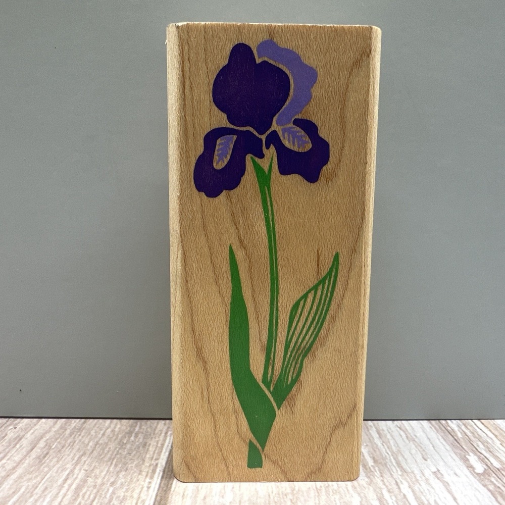 Rubber Stampede- Posh Impressions Iris Flower Wood Mounted stamp Floral